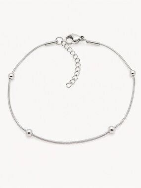 Silver Beaded Snake Chain Bracelet | Stainless Steel
